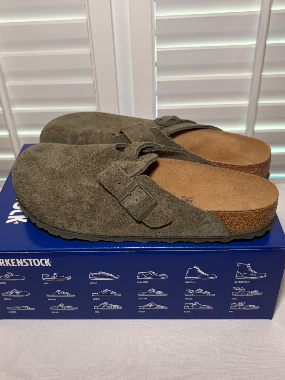 Birkenstock Suede Slip-On Clog in Olive Green